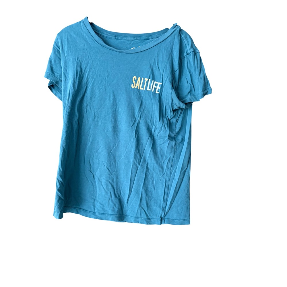 Salt Life Womens Teal Blue I‎ Need A Saltcation Graphic T-Shirt Size Large